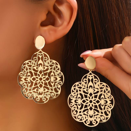 Golden Hollow Mandala Earrings