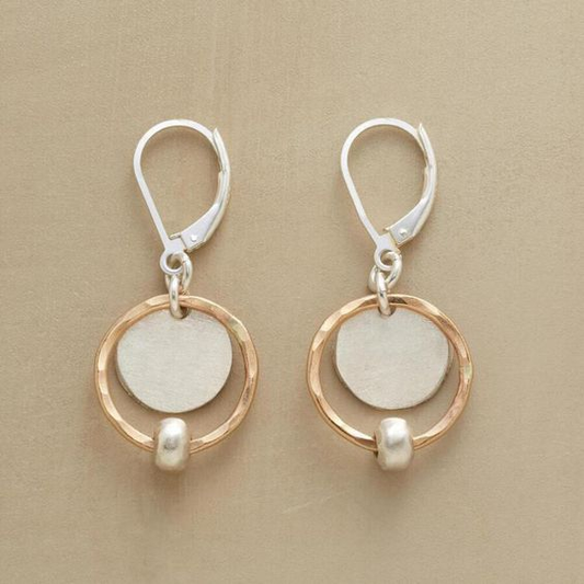 Gold & Silver Saturn Earrings