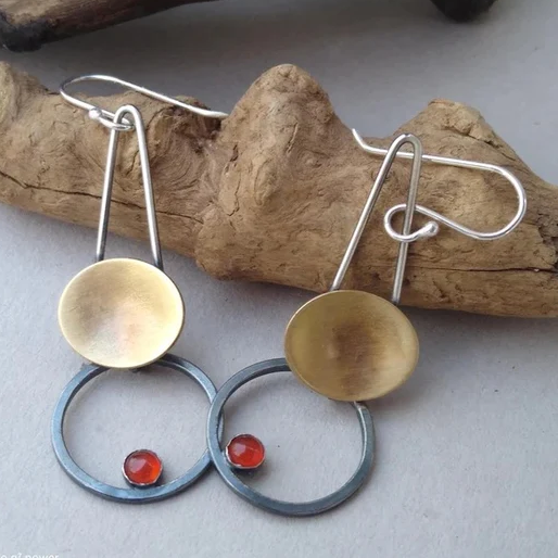 Gold Rounded Dangling Earrings