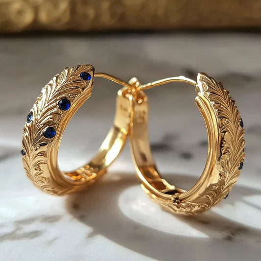 Gold Leaf Hoop Earrings