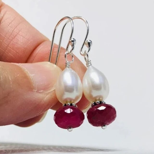 Red Crystal Pearl Earrings
