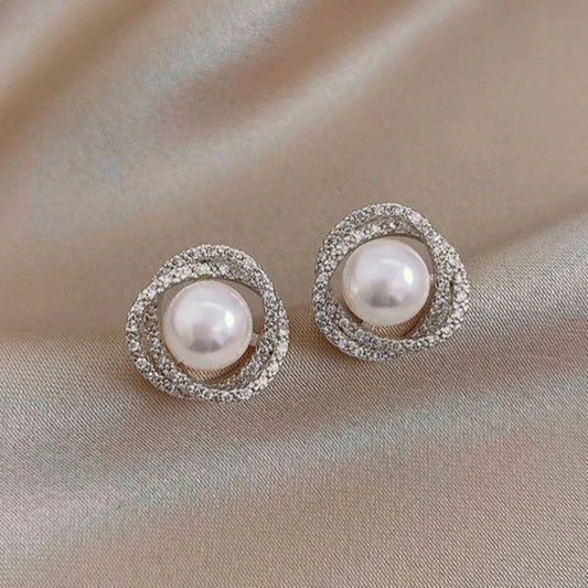 Bright Spiral Pearl Earrings
