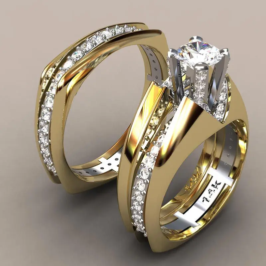Golden & Crystal Ring Set