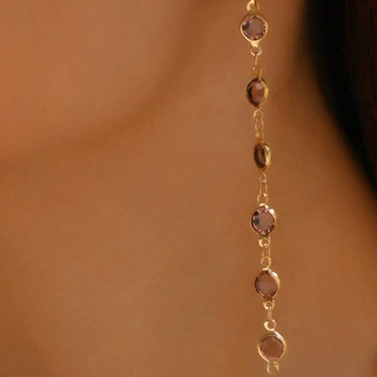 Dangling Zirconia Gold Earrings