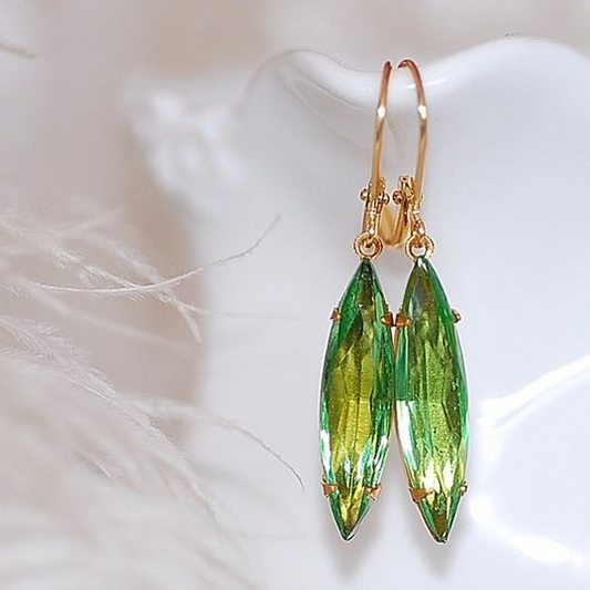 Green Stone Dangling Earrings