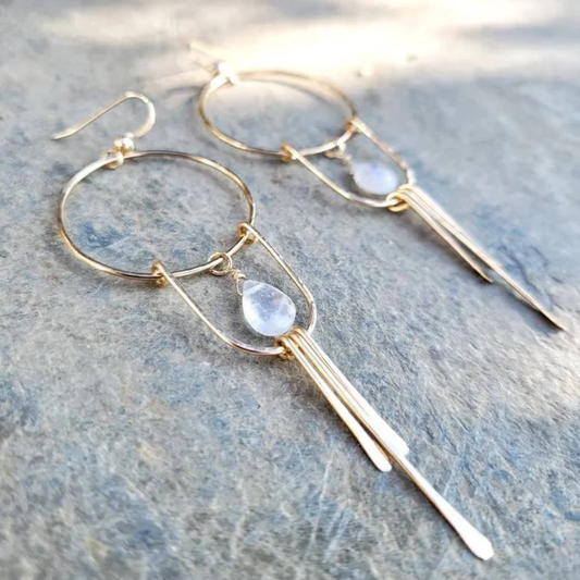 White Stone Dangling Earrings