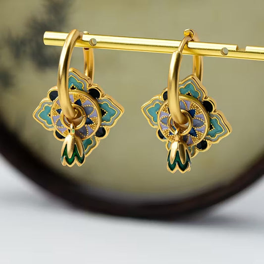 Lotus Pod Enamel Earrings