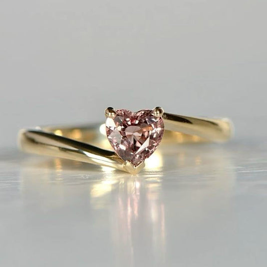 Pink Heart Solitaire Ring