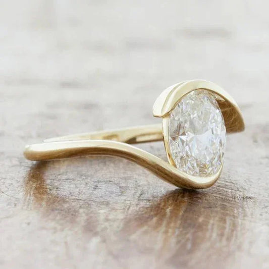 White Glass Gold Ring