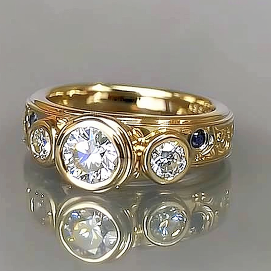 Gold White Inlaid Glass Ring