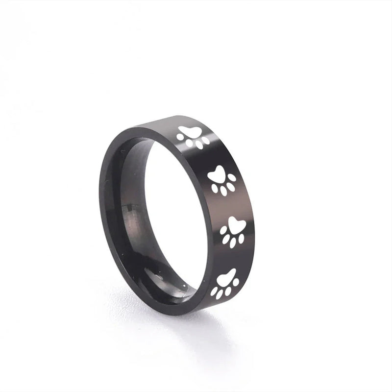 Handcrafted Paw Print Ring In Stainless Steel