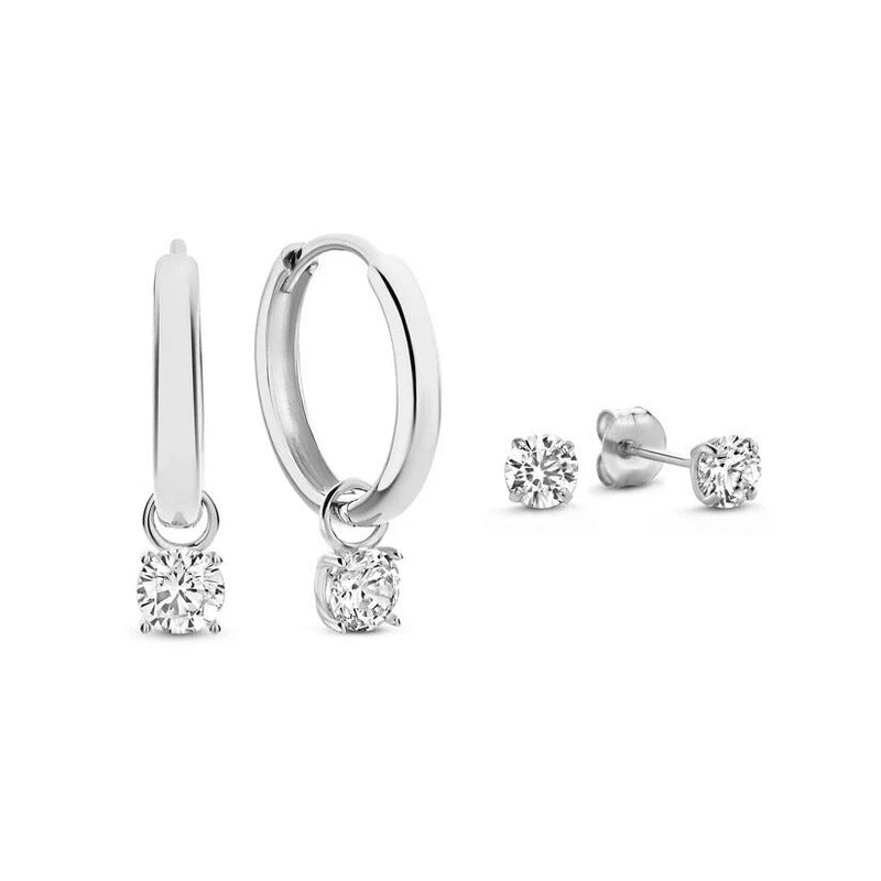Larmes De Lune Stone Earrings Set | White Gold