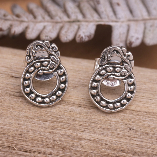 Hoop Silver Beads Earrings