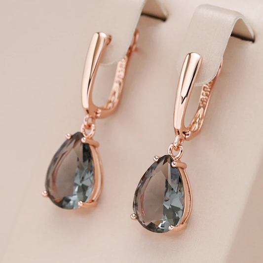 Crystal Drop Gold Earrings