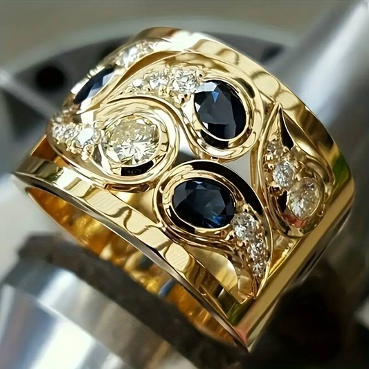 Golden Inlaid Zirconia Ring