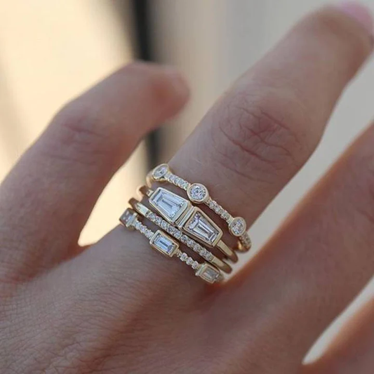 Gold & Zirconia Ring Set