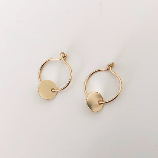 Gold Round Plate Earrings
