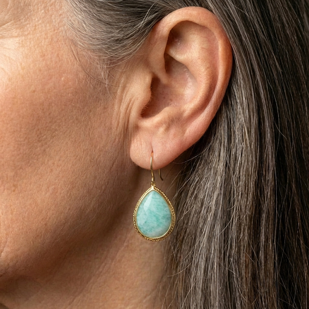Blue Drop Gold Earrings