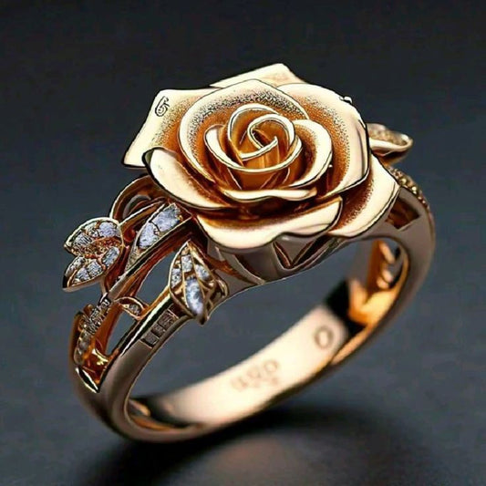 Exotic Blossom Gold Zirconia Ring