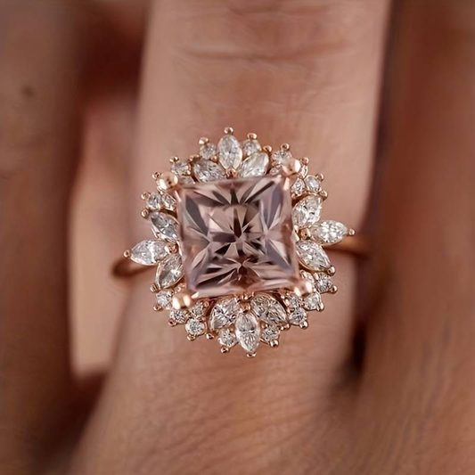 Inlaid Crystaline Flower Ring