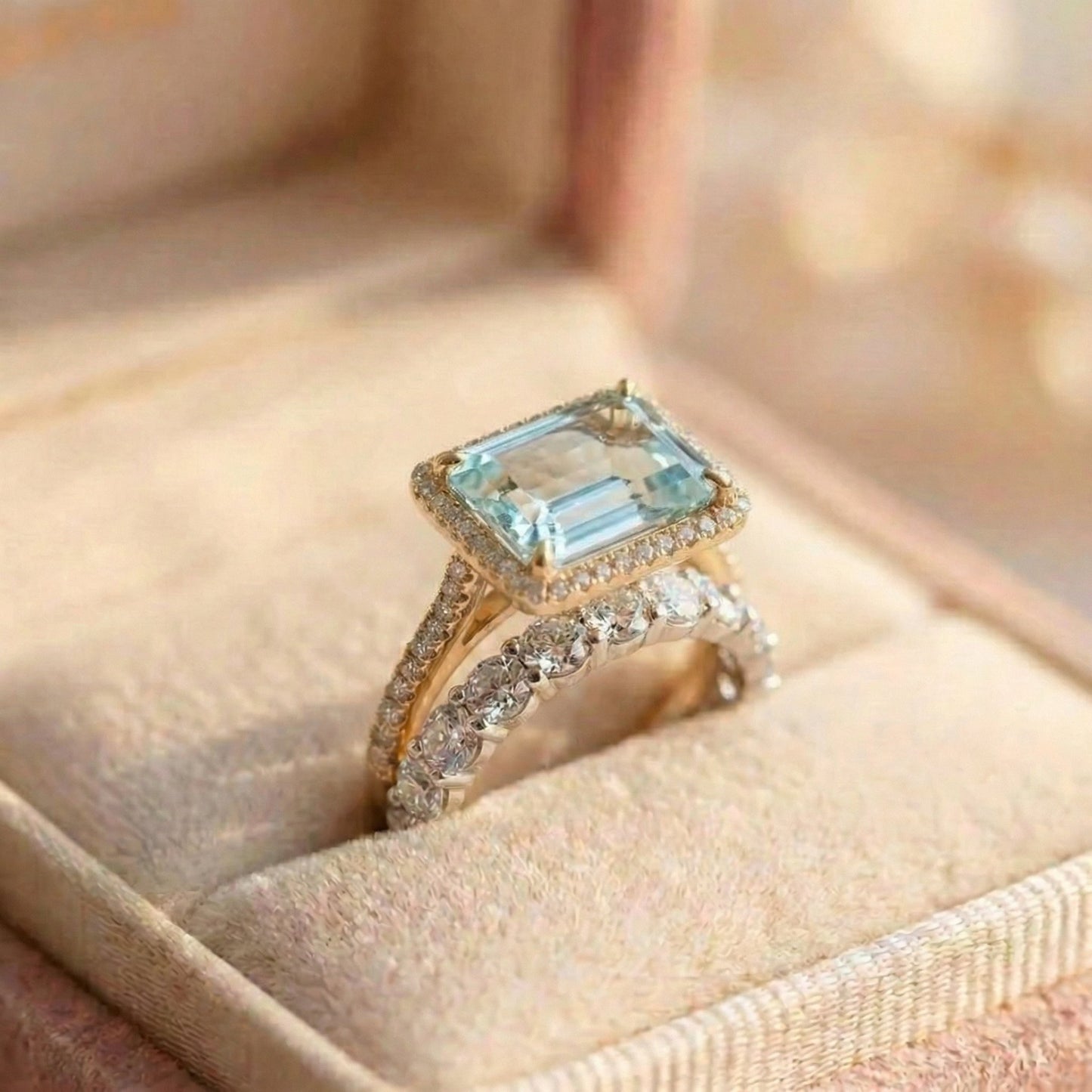 Vintage Silver Turquoise Glass Ring Set