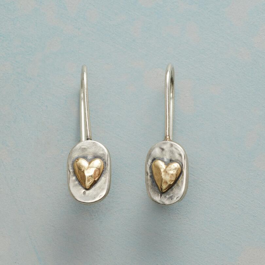 Gold Inlaid Heart Earrings