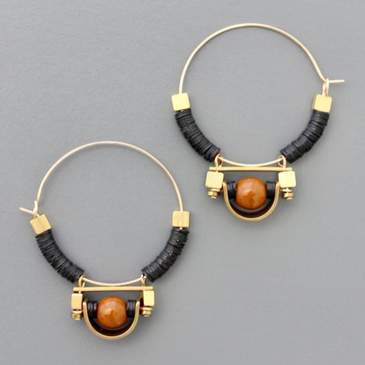 Golden Orange Stone Earrings