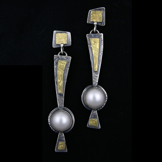 Dangling Silver Pearl Earrings