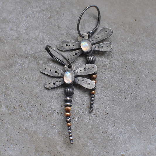 Dragonfly Moonstone Earrings