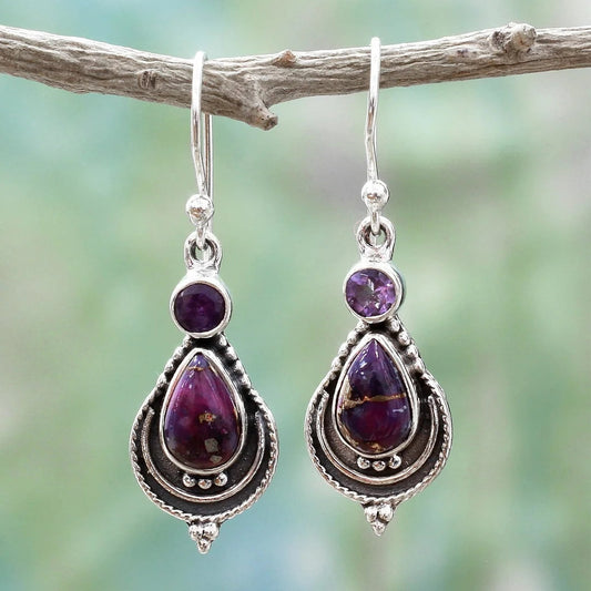 Dangling Purple Stone Earrings