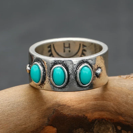 Inlaid Blue Stones Ring