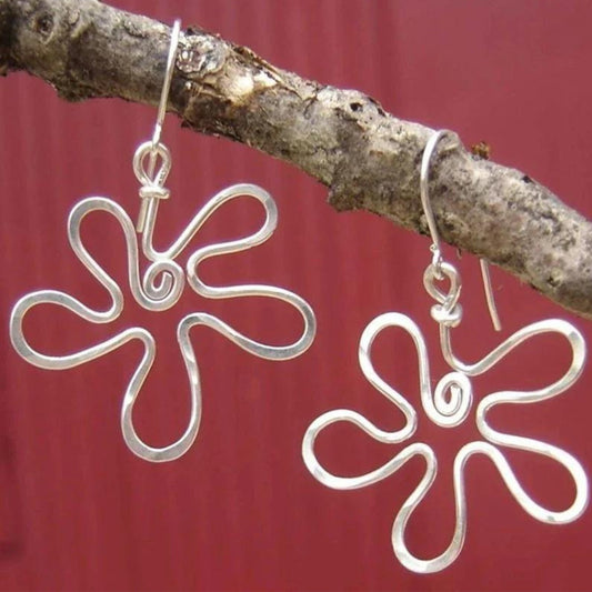 Silver Wavy Flower Earrings