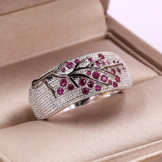 Inlaid Purple Zirconia Silver Ring
