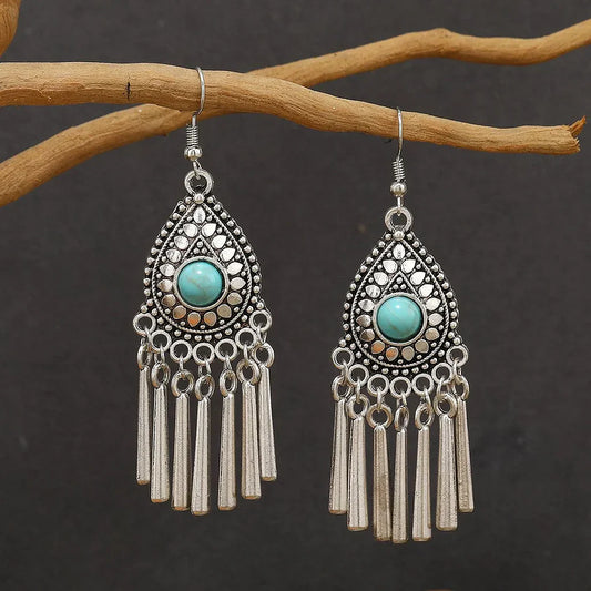 Turquoise Silver Dangling Earrings