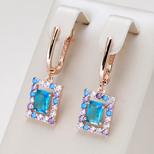 Colorful Cubic Earrings in Gold