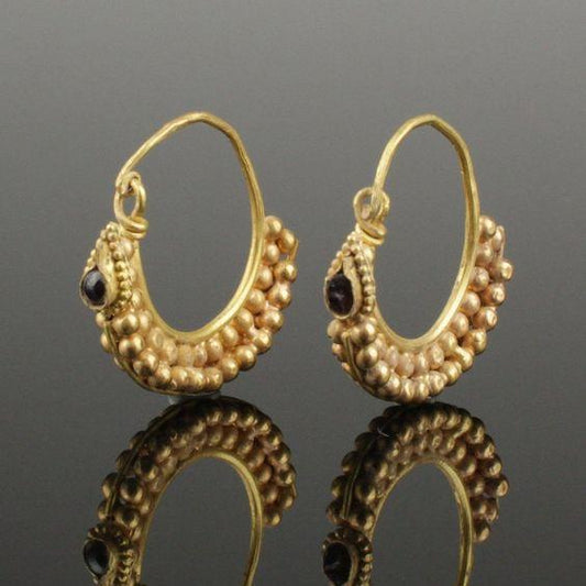Golden & Black Zirconia Hoop Earrings