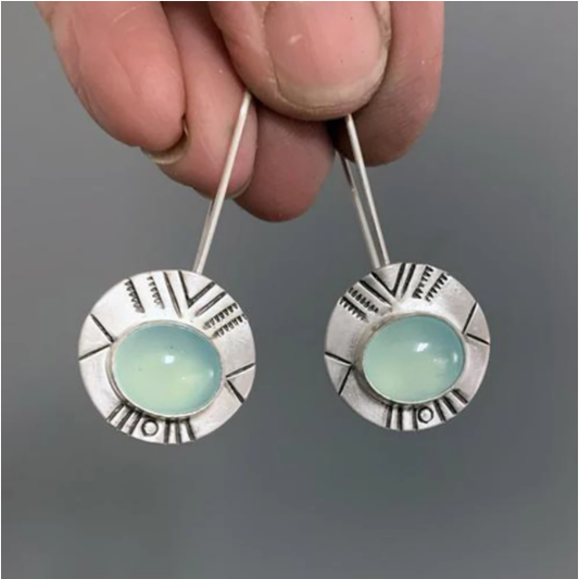 Green Moon Crystal Earrings
