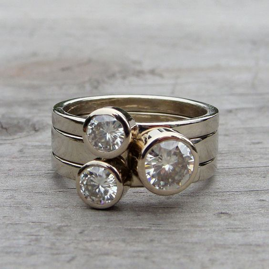 Triple Zirconia Layered Ring