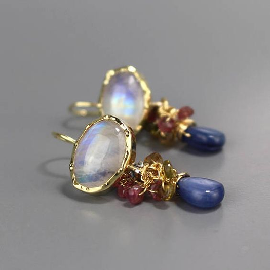 Golden White Stone Earrings