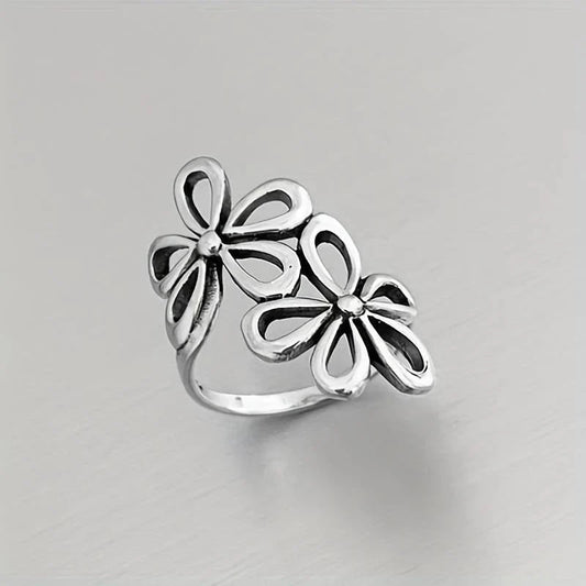 Hollow Silver Flower Ring