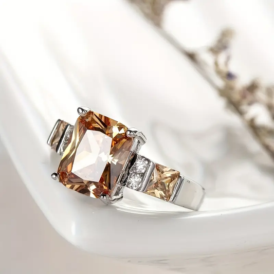 Glass Silver Ring