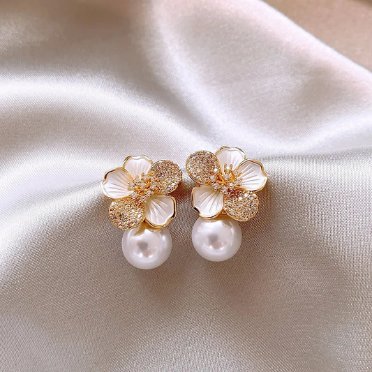 Flower & Pearl Bright Earrings