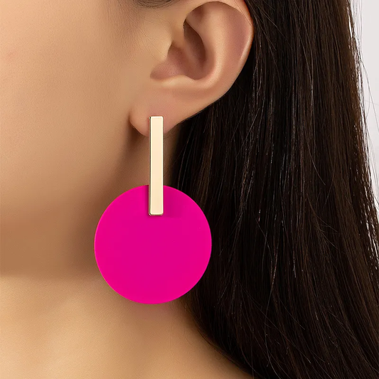 Pink Round Earrings