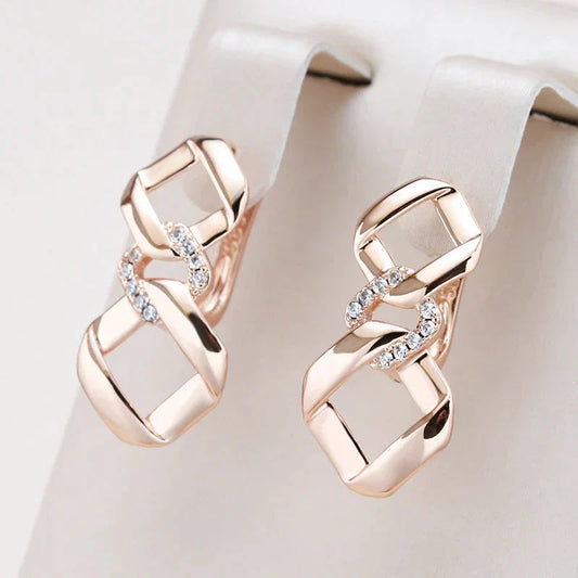 Gold Plated Zirconium Chain Earrings