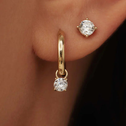 Larmes De Lune Stone Hoop Earrings - Gold