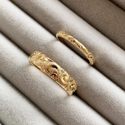 Engraved Gold Band Ring