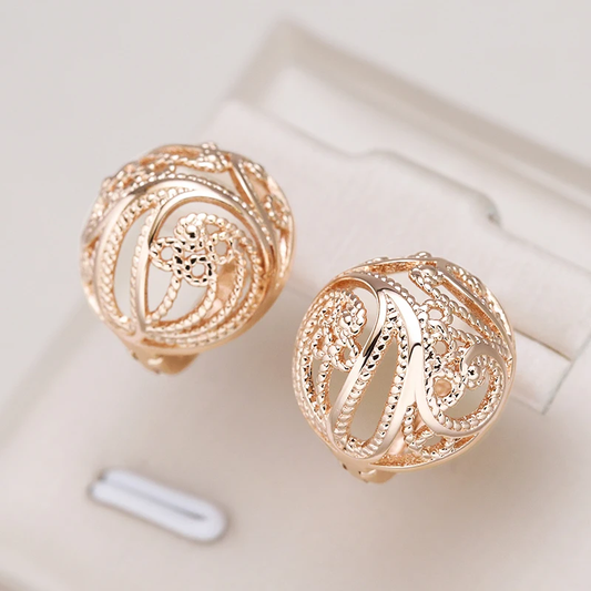 Elegant Hollow Sphere Earrings In Gold