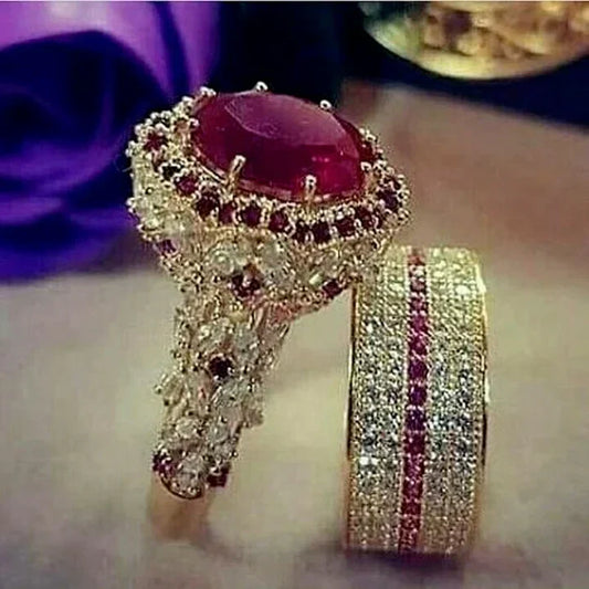 Garnet Stone Gold Ring