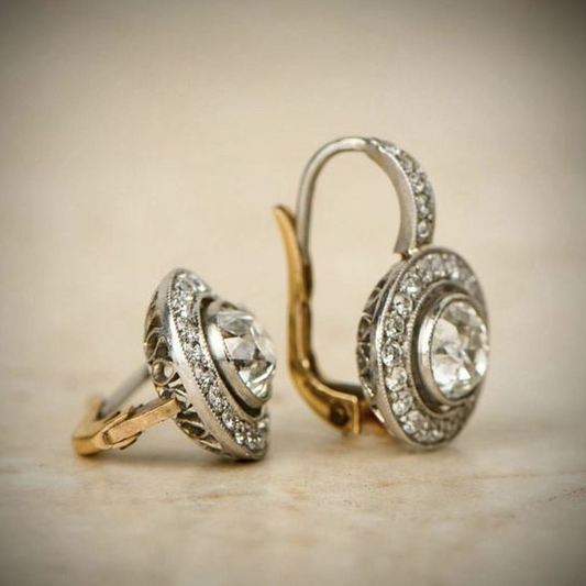 Vintage Silver Earrings With Zirconia