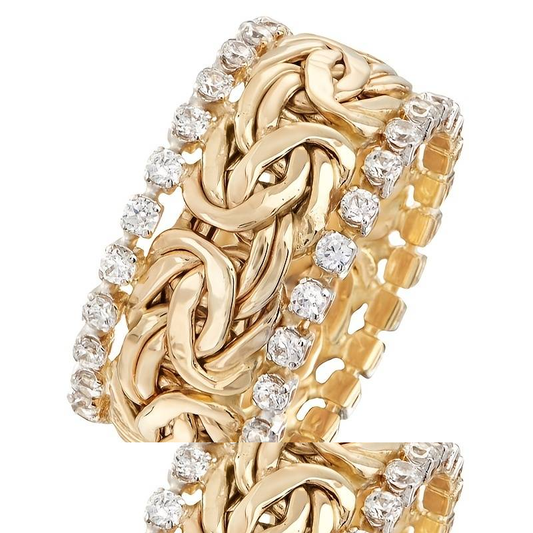 Vintage Gold Braided Zirconia Ring
